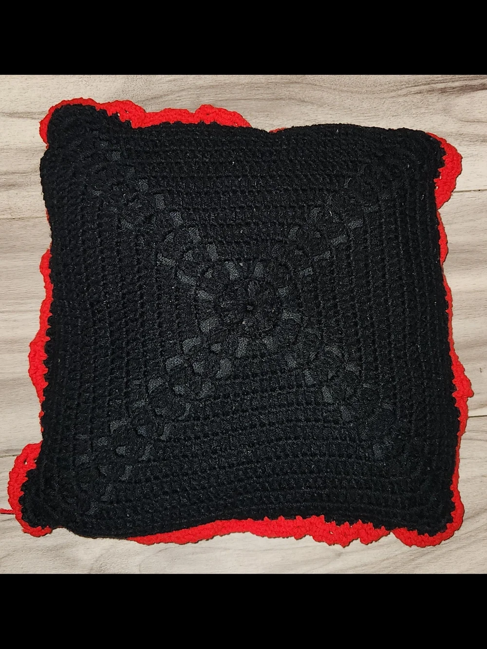 Vintage Crochet 3D Rose Granny Square Pillow 14
